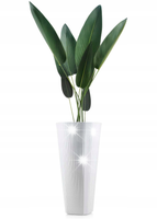 DONICA WYSOKA BIAŁA doniczka duża plastikowa Z WKŁADEM 39xh81cm paski