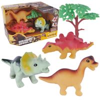 Zestaw dinozaurów figurki trzy różne Dinozaury drzewko PREZENT dla Chłopca