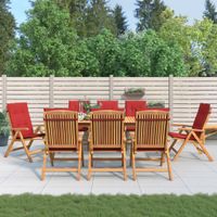 Rozkładane krzesła ogrodowe z poduszkami, 8 szt., drewno tekowe