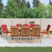 Rozkładane krzesła ogrodowe z poduszkami, 8 szt., drewno tekowe