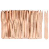 50x Widelczyki Drewniane Widelce do Przekąsek Przystawek Frytek 8,5 cm