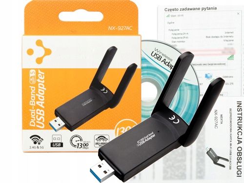 AC1300 ADAPTER KARTA SIECIOWA WiFi Wi-Fi NA USB Z ANTENAMI 1300Mbps 5GHz zdjęcie 4