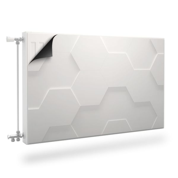 Mata MAGNETYCZNA Na Kaloryfer Białe Heksagony Abstrakcja 3D 100cm x 60cm zdjęcie 1
