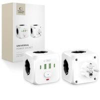 2 x ADAPTER PRZEJŚCIÓWKA ROZGAŁĘZIACZ WTYCZKA + PORTY USB TYPE-C + WŁĄCZNIK