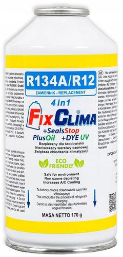 GAZ DO NAPEŁNIANIA KLIMATYZACJI AUT R134A CZYNNIK CHŁODNICZY 4W1 FIX KLIMY na Arena.pl