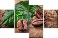 120CM 80CM ZEGAR 4 ELEM ZIARNA KAWY DESCE OBRAZ ŚCIENNY