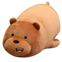 Pluszowa poduszka w kształcie misia grizzly, brązowa, 28 cm