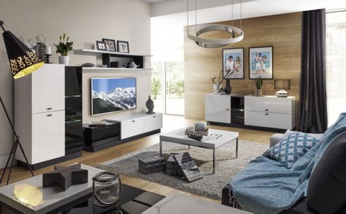 Półka Wisząca Ścienna Biała do Salonu Quartz na Arena.pl