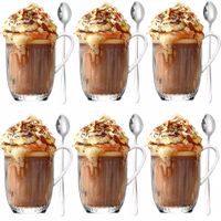 2 x KOMPLET 6 SZT SZKLANEK 380 ML DO KAWY LATTE Macchiato+ ŁYŻECZKI ZESTAW