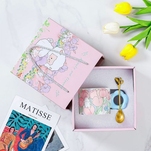 kwiatowy kubek z łyżeczką 280 ml + pudełko na prezent kb01zie na Arena.pl