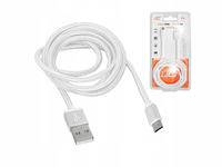 KABEL USB-A MicroUSB BIAŁY 2M MOCNY OPLOT SZYBKIE ŁADOWANIE I TRANSFER
