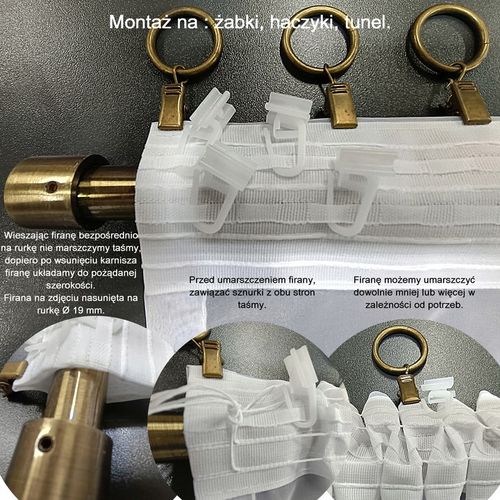 FIRANA GOTOWA BIAŁA WOAL Z LAMÓWKA NA TAŚMIE DO SALONU SYPIALNI 400x250 cm na Arena.pl