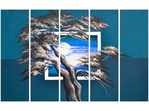 70CM 150CM OBRAZ 5 ELEM LAZUROWY ZACHÓD SŁOŃCA ŚCIENNY na Arena.pl