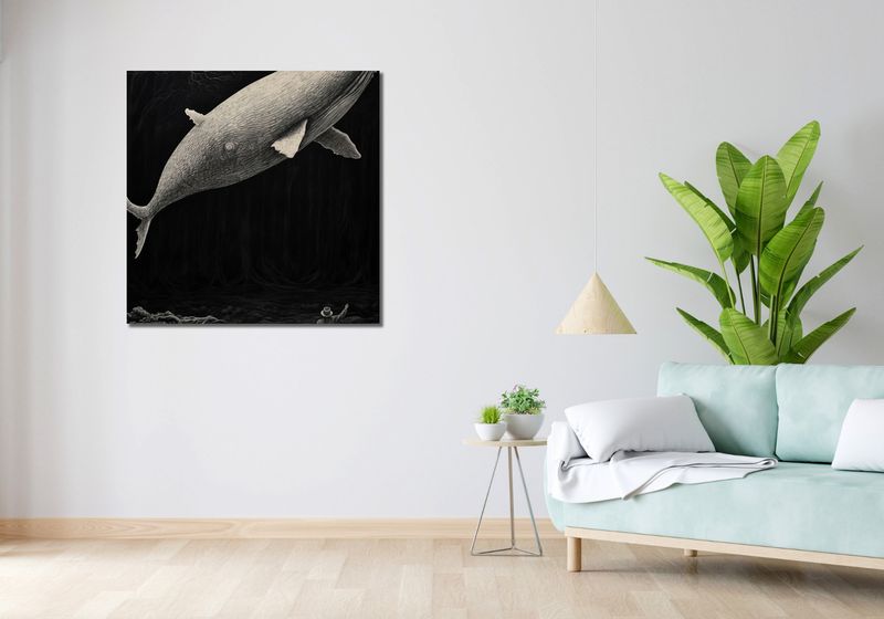 Obraz 90x90cm Biały Wieloryb zdjęcie 2