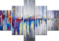 70 100CM OBRAZ 5 ELEM ABSTRAKCYJNY WODOSPAD DRUK PŁÓTNO