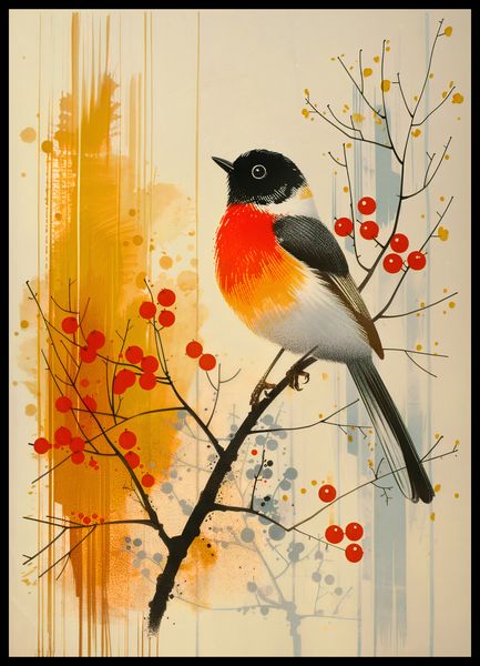 Plakat 50x70cm Jesienny Rudzik zdjęcie 2