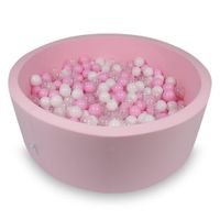 Suchy basen 110x40cm pudrowy róż z piłeczkami 500szt (jasnoróżowe, białe, przezroczyste, pudrowo różowe)