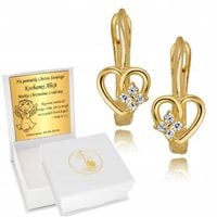 Złote Kolczyki 333 Serca dla dziewczynki Chrzest Komunia Urodziny Grawer