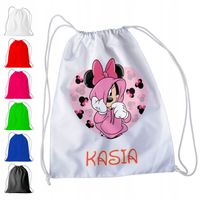 WOREK PLECAK SPORTOWY NA WF DLA DZIECI - MYSZKA MINNIE + IMIĘ! BAJKA KROPKI
