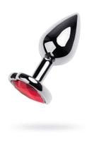 silver anal plug with pink gem heart-shaped