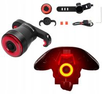 LAMPKA ROWEROWA TYLNA LED OSWIETLENIE ROWEROWE JASNA LAMPA Z CZUJNIKIEM