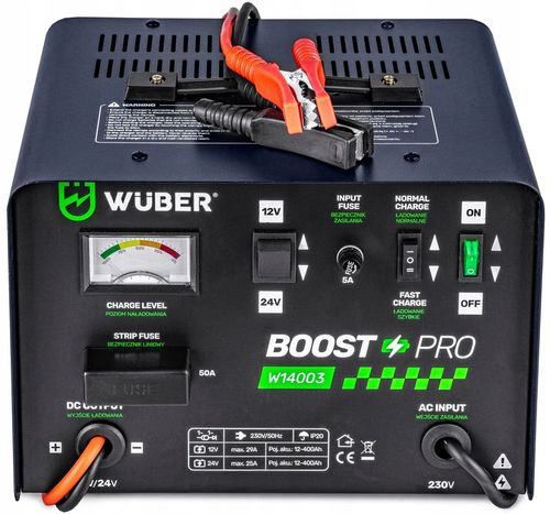 PROSTOWNIK AKUMULATOROWY 29A SAMOCHODOWY 12-400AH DO ŁADOWANIA 12V24V WUBER na Arena.pl