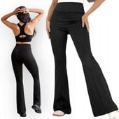 LEGINSY DAMSKIE LEGGINSY DZWONY WYSZCZUPLAJĄCE GETRY CZARNE S/M