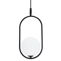 Czarna lampa wisząca Cordel szklana kula frame do sypialni