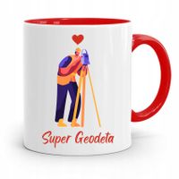 Kubek Czerwony Dla Geodety Super Geodeta Prezent Z Nadrukiem Ze Zdjęciem