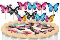 TOPPERY NA TORT OZDOBNE DEKORACJA ZESTAW - MOTYL MOTYLE 10szt.
