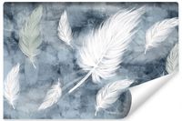 Fototapeta Do Sypialni Białe Pierzaste PIÓRA Abstrakcja 3D 368cm x 254cm