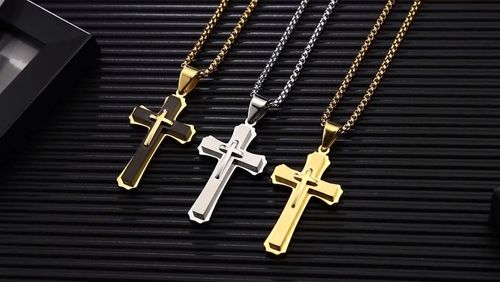 DUŻA ZAWIESZKA KRZYŻYK SREBRNY Z ŁAŃCUSZKIEM STAL na Arena.pl