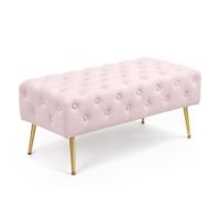 Pufa siedzisko do salonu MONACO welur ławka tapicerowana 100 cm Pudrowy Róż