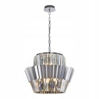 Lampa Wisząca DONNA Srebrny Szklane Kryształy 12xE14 55x120cm Żyrandol Dom