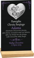 PAMIĄTKA CHRZTU STATUETKA czarna nadruk UV srebrny obrazek Różne wzory