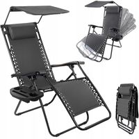 SKŁADANY LEŻAK Z DASZKIEM ZERO GRAVITY PLAŻOWY 2W1 FOTEL OGRODOWY GRATIS
