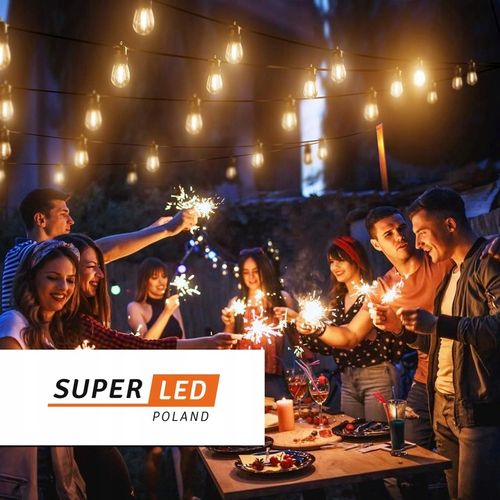 Girlanda ogrodowa Zewnętrzna Łańcuch Świetlny 10m + 10x żarówka LED E27 na Arena.pl