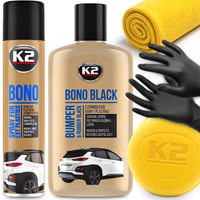 Zestaw Do Odnawiania Plastików Gumy Czernidło Gąbka Aplikator K2 Bono Black