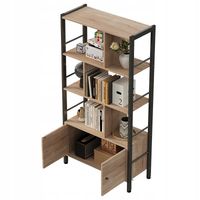 Regał na książki nowoczesny uniwersalny z zamykanymi szafkami loft pojemny