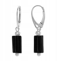 SREBRNE KOLCZYKI Z KAMIENIEM NATURALNYM TURMALIN CZARNY SREBRO 925