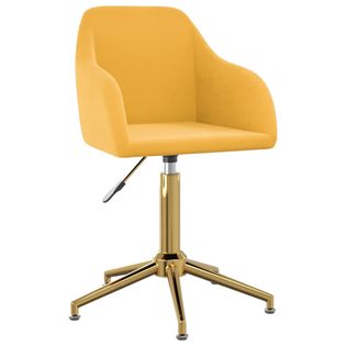 Obrotowe Krzesło Biurowe, Żółte, Tapicerowane Aksamitem