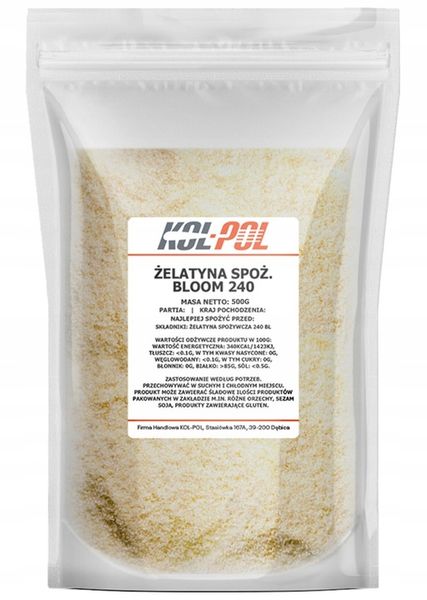 Żelatyna spożywcza 240 BLOOM 500g Na stawy jakość | Kol-Pol zdjęcie 1