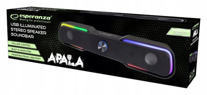 Głośnik USB SOUNDBAR LED RAINBOW APALA EGS101 zdjęcie 2