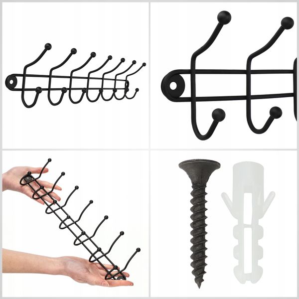 Wieszak Uchwyt Na Ubrania Ścienny Czarny Mocny 2x zdjęcie 6