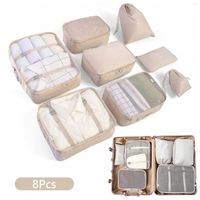 organizer podróżny DO WALIZKI torby szafy ZESTAW 8szt UBRANIA I BUTY beżowy