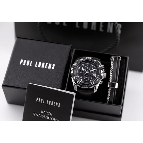 KOMPLET PREZENTOWY MĘSKI PAUL LORENS - Zegarek + Bransoletka (zg375e) na Arena.pl
