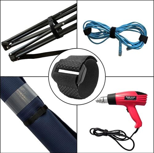 Opaski Kablowe Rzepowe 5 Metrów z 25 Klamrami Czarne Organizator Kabli na Arena.pl