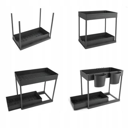 Dwupoziomowa Półka Regał Stojak Mocna pod Zlew Wysuwana do Kuchni na Arena.pl