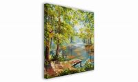 OBRAZ NA PŁÓTNIE 097 Staw w lesie 70x70cm
