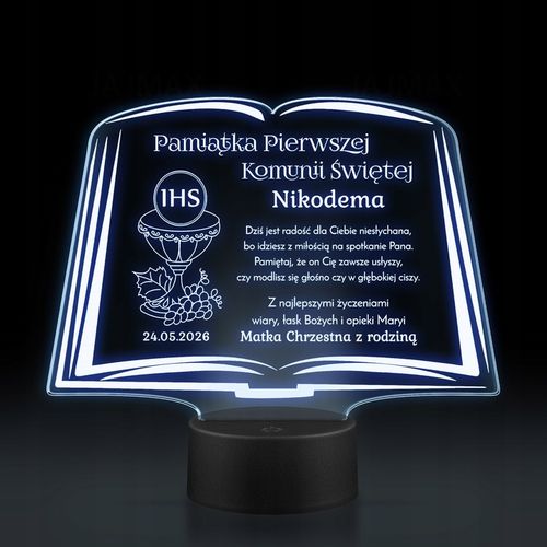 Pamiątka Pierwszej Komunii Świętej LAMPKA LED prezent na Komunię na Arena.pl